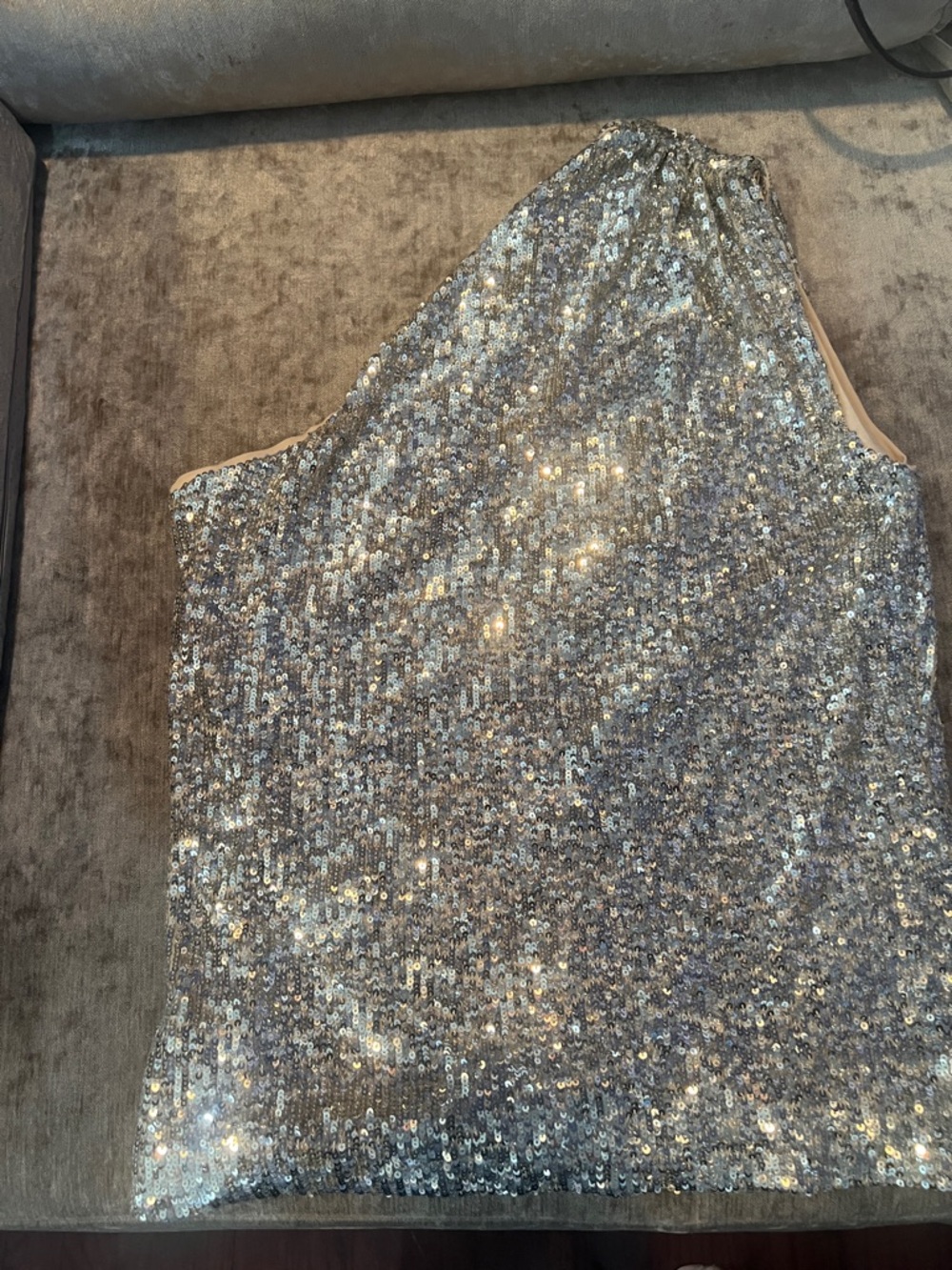 Generation Love Silver Sequin One-Shoulder Tank Top size S